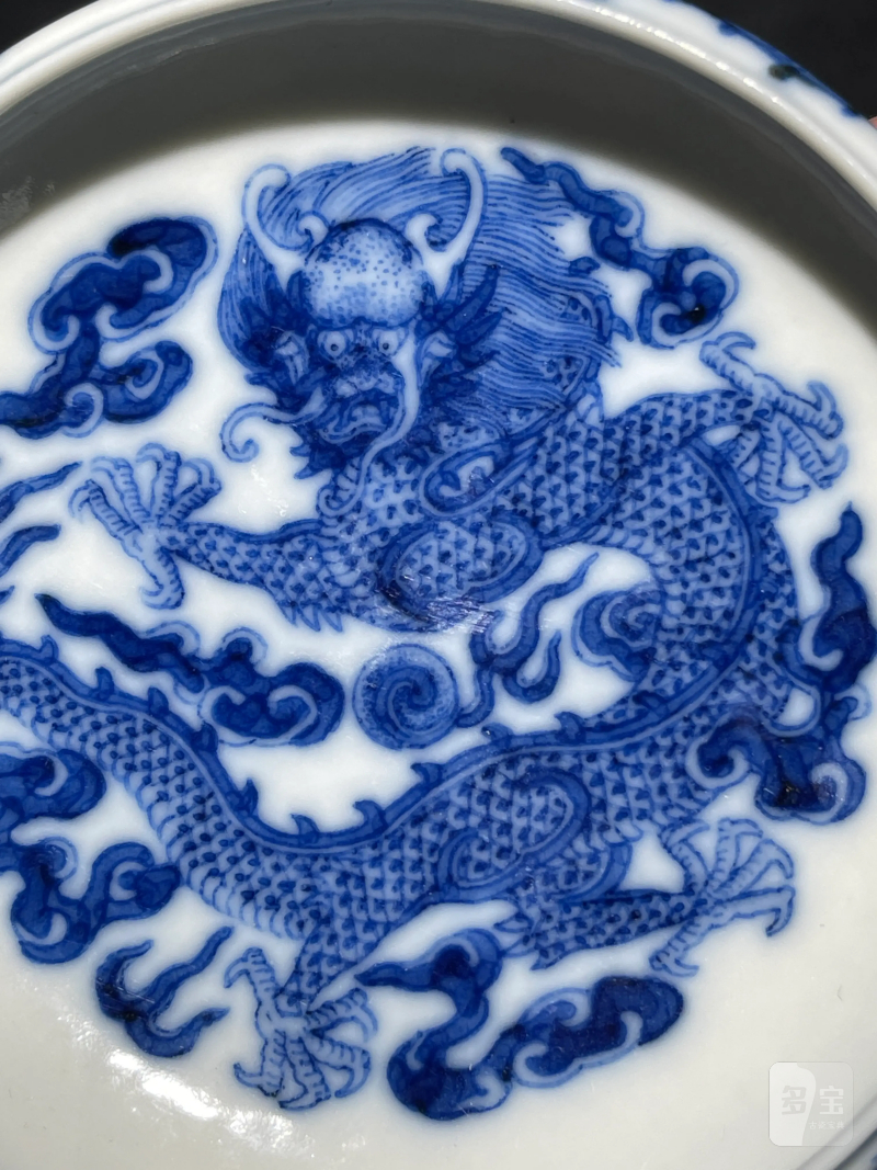 清道光 青花云龙纹水盂 - 图9